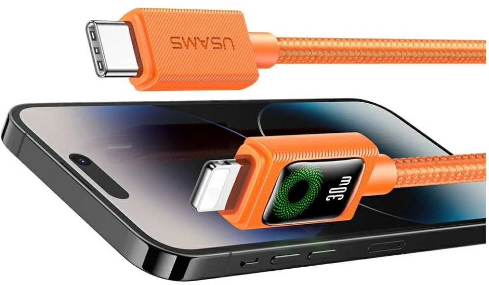 Kabelis USAMS SJ774 PD 30W USB-C/Lightning 1.2m oranžinis