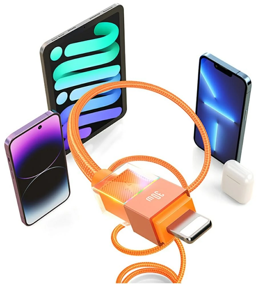 Kabelis USAMS SJ776 PD 30W USB-C/Lightning 1.2m, tamsintuvas