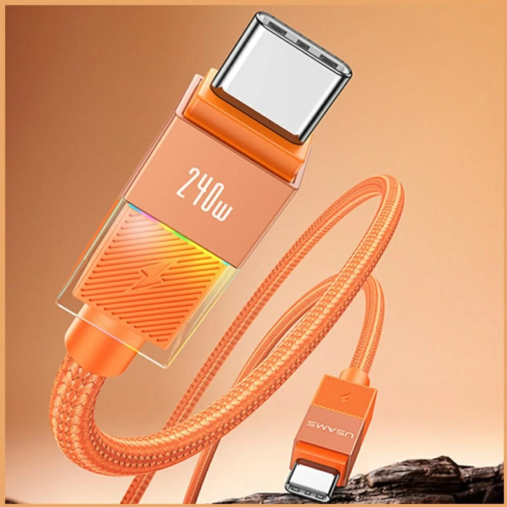 Kabelis USAMS SJ777 PD 240W USB-C/USB-C 1.2m, tamsinimui