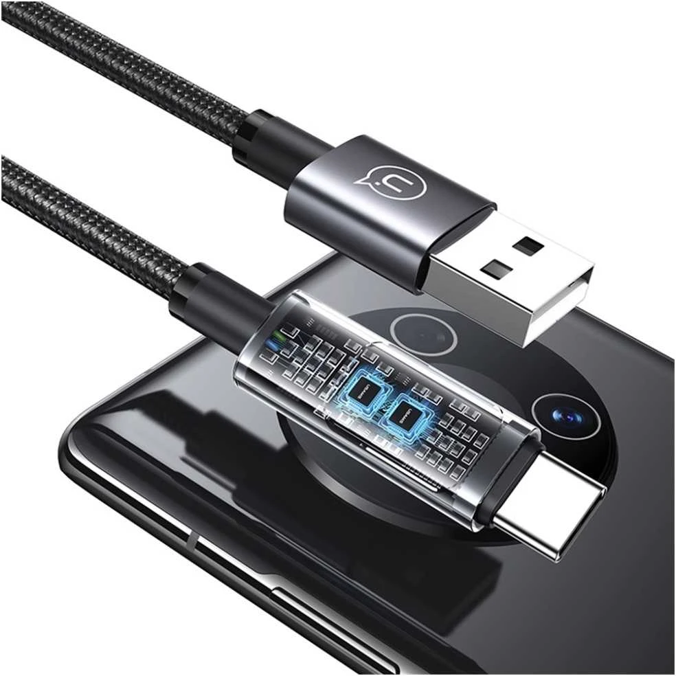 Kabelis USAMS Sufeng Series US-SJ673 66W 6A Greito įkrovimo USB-C į USB-A 1.2m tamsinti