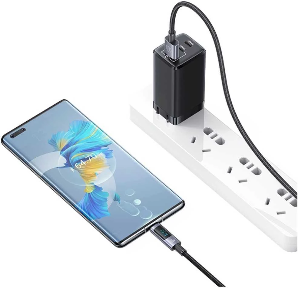 Kabelis USAMS Sufeng Series US-SJ673 66W 6A Greito įkrovimo USB-C į USB-A 1.2m tamsinti
