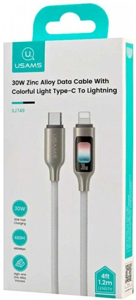 USAMS TC serijos SJ749 30W USB-C į Lightning kabelis 1.2 m titano spalvos