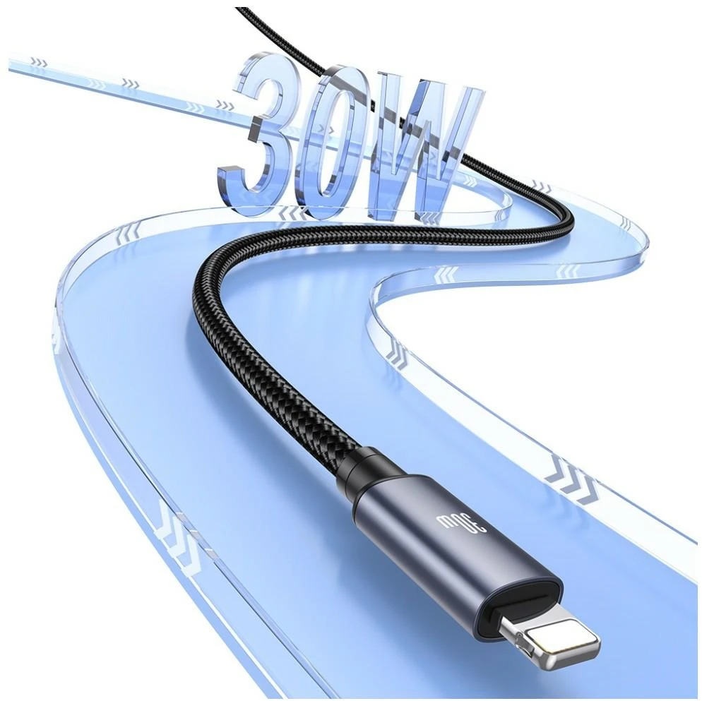 Kabelis USAMS U91 30W USB-C į Lightning 1m tamsiai pilkas