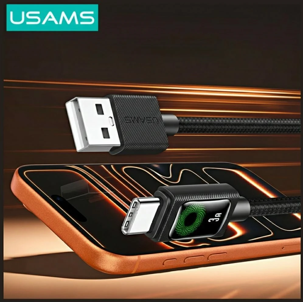 Kabelis USAMS U92 18W USB-C to USB-A 1.2m juodos spalvos