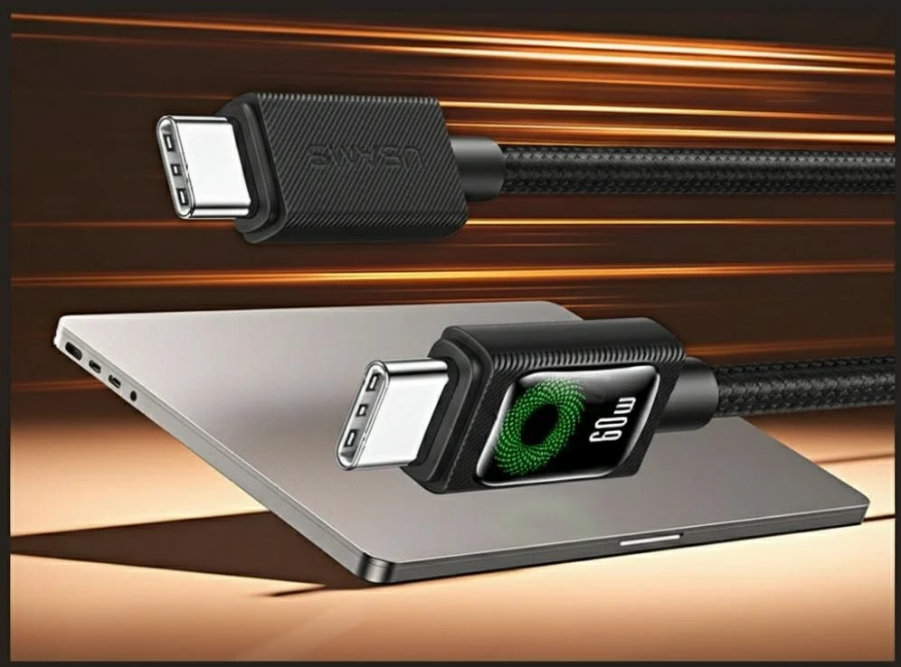 Kabelis USAMS U92 60W USB-C to USB-C 1.2m juodos spalvos