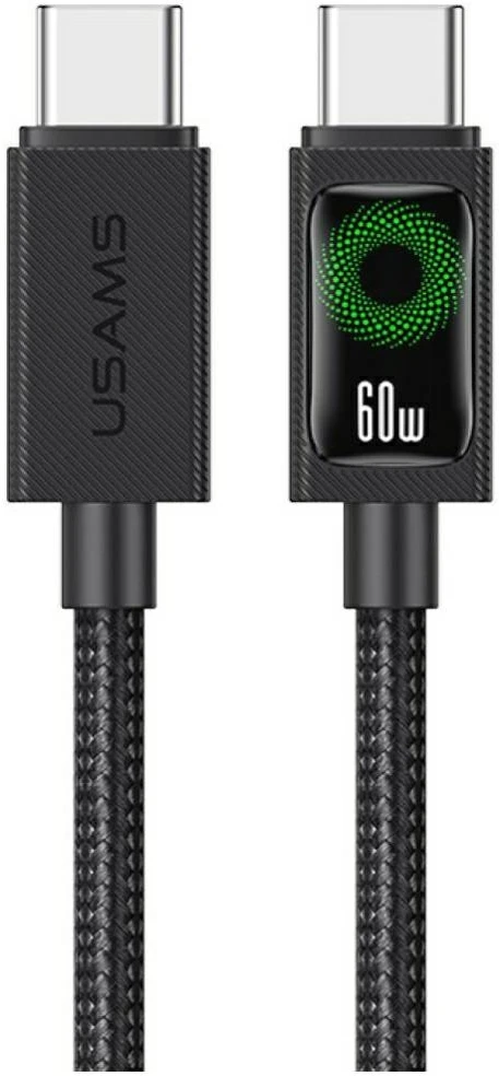 Kabelis USAMS U92 60W USB-C to USB-C 1.2m juodos spalvos