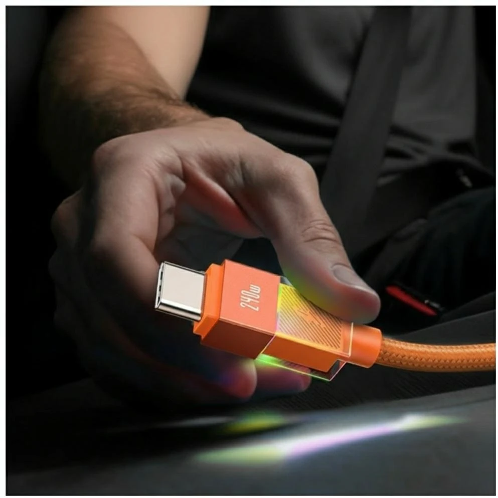 Kabelis USAMS U93 240W USB-C į USB-C 1.2m oranžinės spalvos