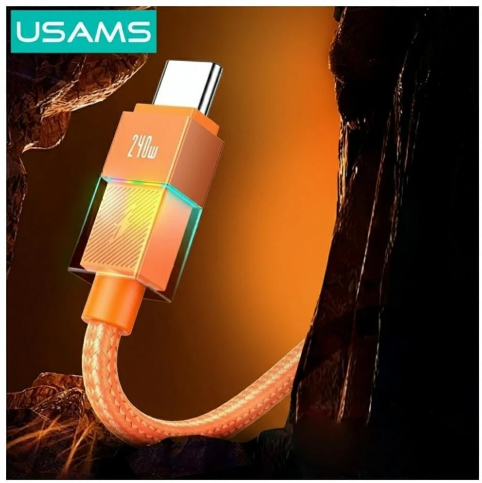 Kabelis USAMS U93 240W USB-C į USB-C 1.2m oranžinės spalvos
