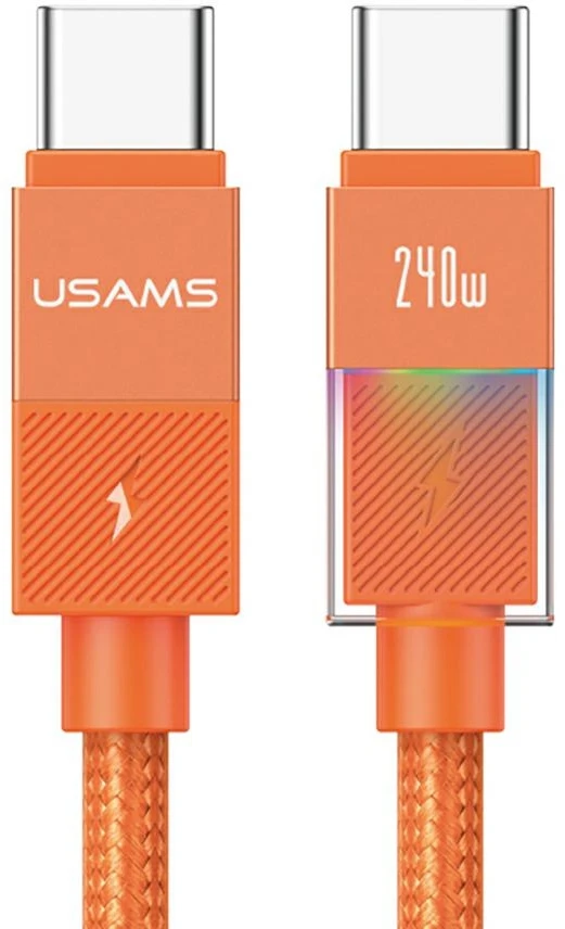Kabelis USAMS U93 240W USB-C į USB-C 1.2m oranžinės spalvos