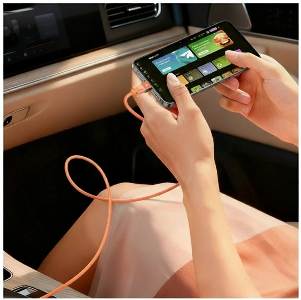 Kabelis USAMS U93 30W USB-C to Lightning 1.2m oranžinės spalvos