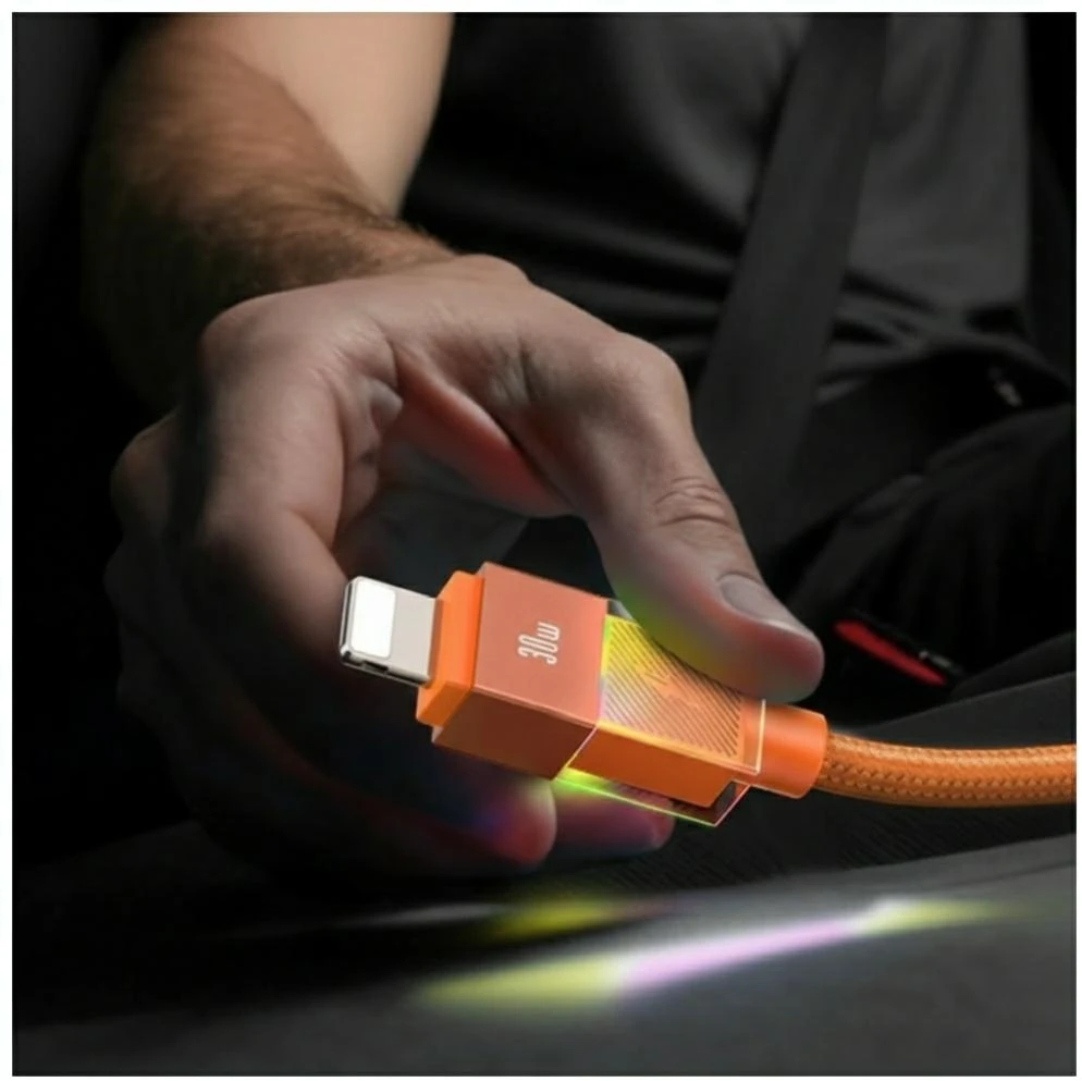 Kabelis USAMS U93 30W USB-C to Lightning 1.2m oranžinės spalvos