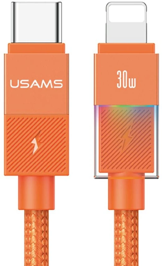 Kabelis USAMS U93 30W USB-C to Lightning 1.2m oranžinės spalvos