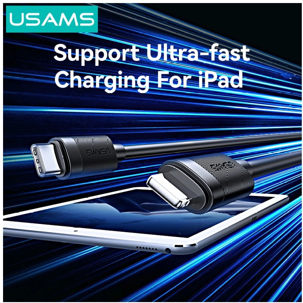 Kabelis USAMS U94 30W USB-C į Lightning 1m juodos spalvos