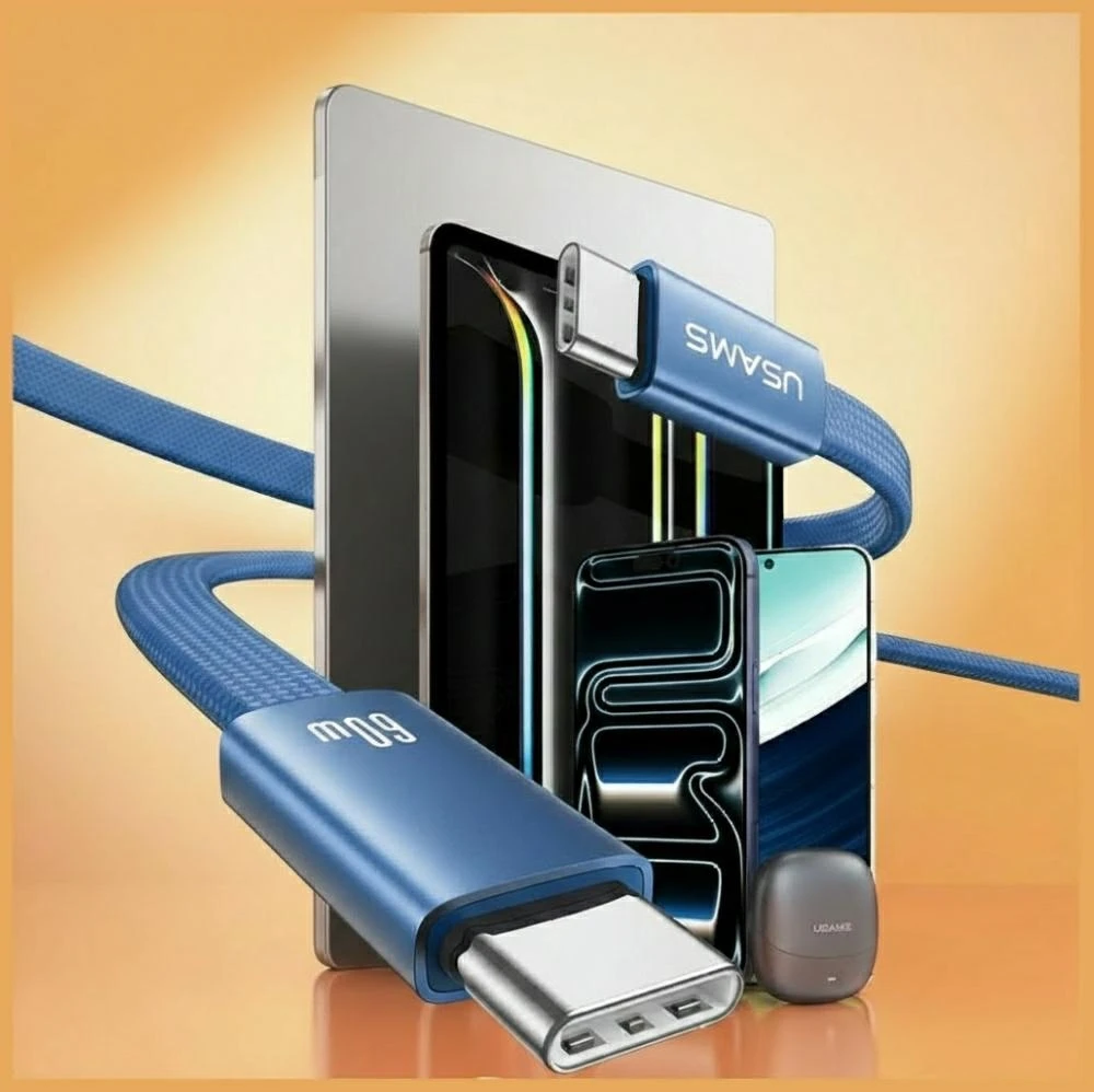 Kabelis USAMS U96 60W USB-C to USB-C 1.2m mėlynas