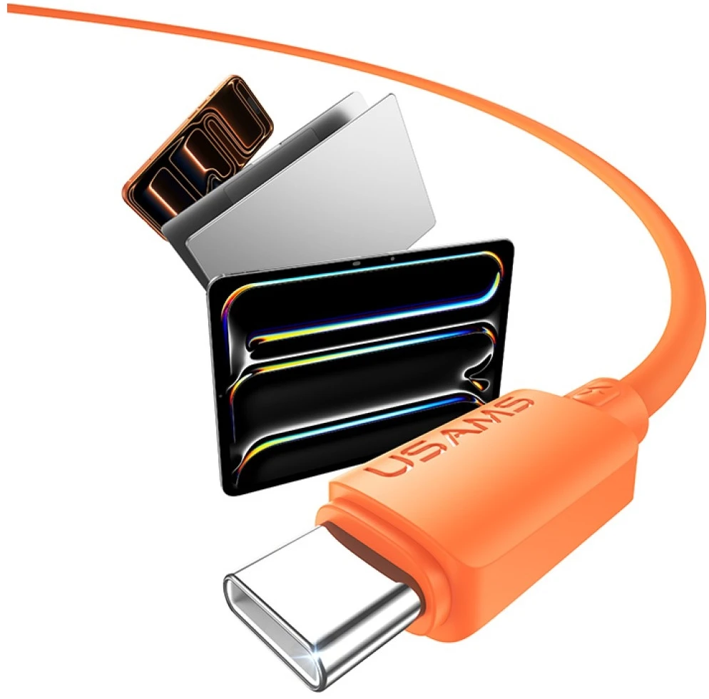 Kabelis USAMS U98 30W 3A Silicone Fast Charging USB-C į Lightning juodos spalvos