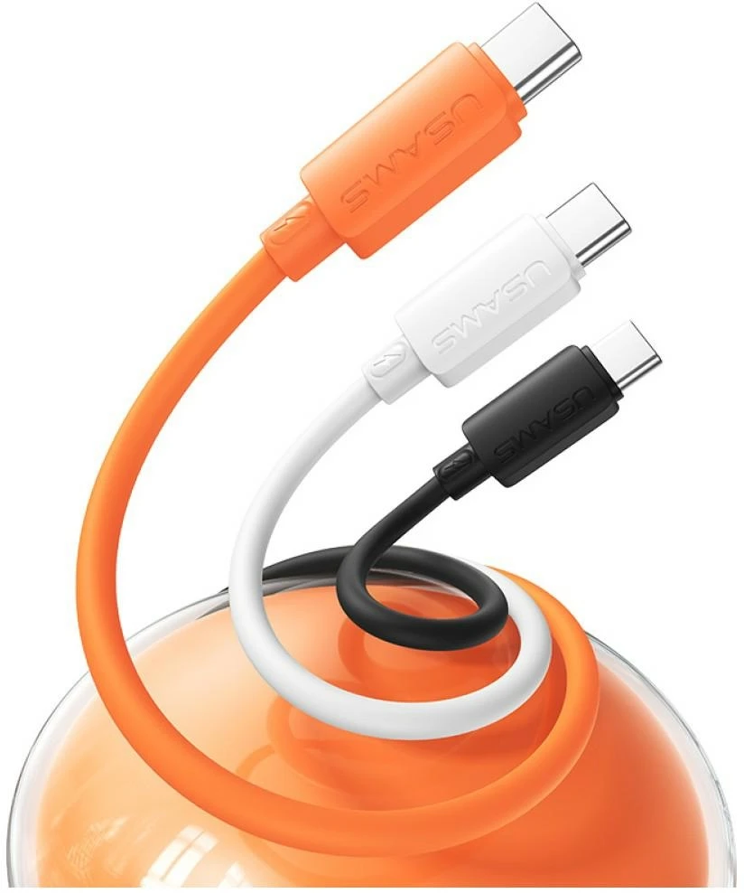 Kabelis USAMS U98 3A Silicone Fast Charging USB-C oranžinės spalvos