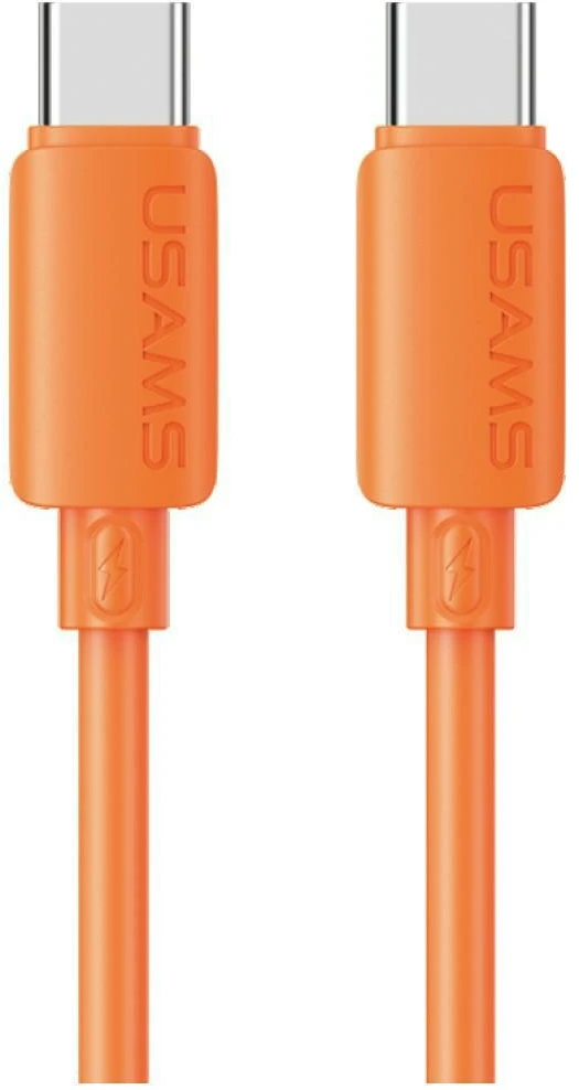 Kabelis USAMS U98 60W 3A Silicone Fast Charging USB-C į USB-C oranžinės spalvos