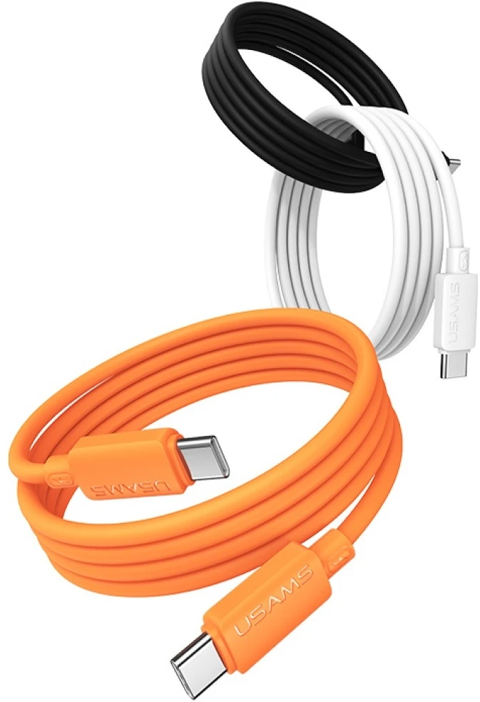 Kabelis USAMS U98 60W 3A Silicone Fast Charging USB-C į USB-C oranžinės spalvos