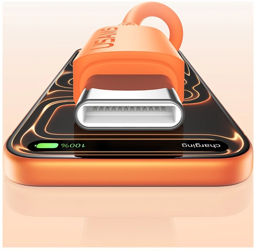 Kabelis USAMS U98 60W 3A Silicone Fast Charging USB-C į USB-C baltos spalvos