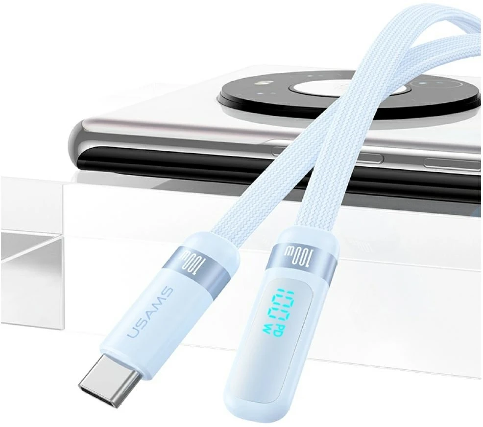 Kabelis USAMS US-SJ653 PD 100W USB-C/USB-C mėlynas
