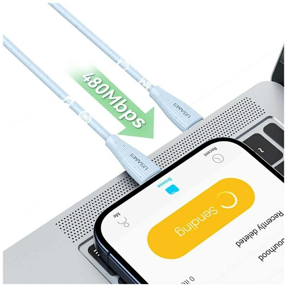 Kabelis USAMS Žalias Series SJ717 30W USB-C į Lightning 1m baltas