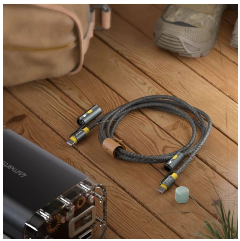 Kabelis USB-C 4smarts Explorer 3in1 240W 1.5m juodos spalvos