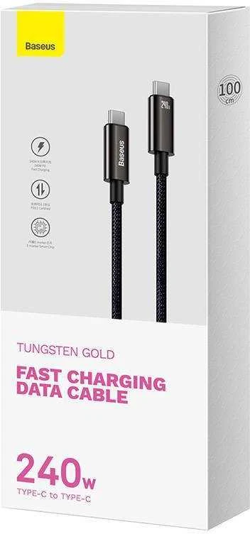 USB-C į USB-C laidas Baseus Tungsten Gold 240W 1m - juodas