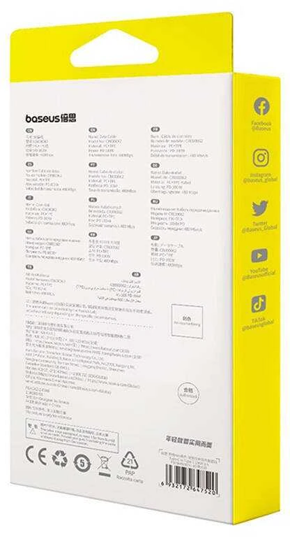 Laidas iš USB-C į USB-C Baseus Free2Draw, PD, 100 W, 1 m (baltas)