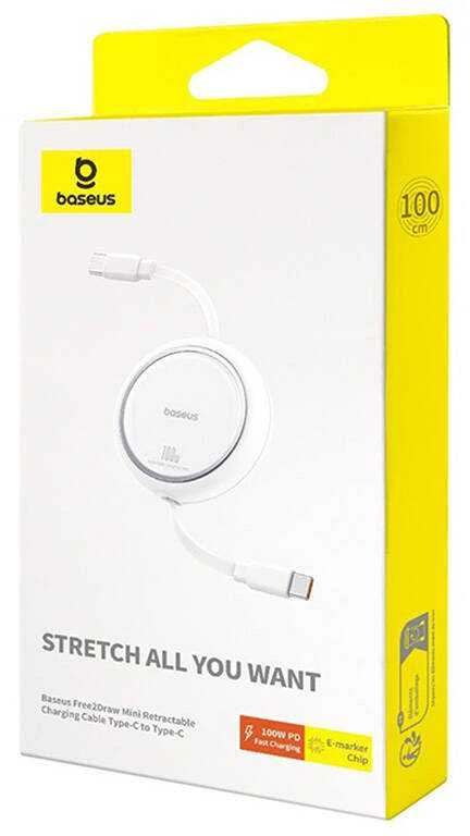 Laidas iš USB-C į USB-C Baseus Free2Draw, PD, 100 W, 1 m (baltas)