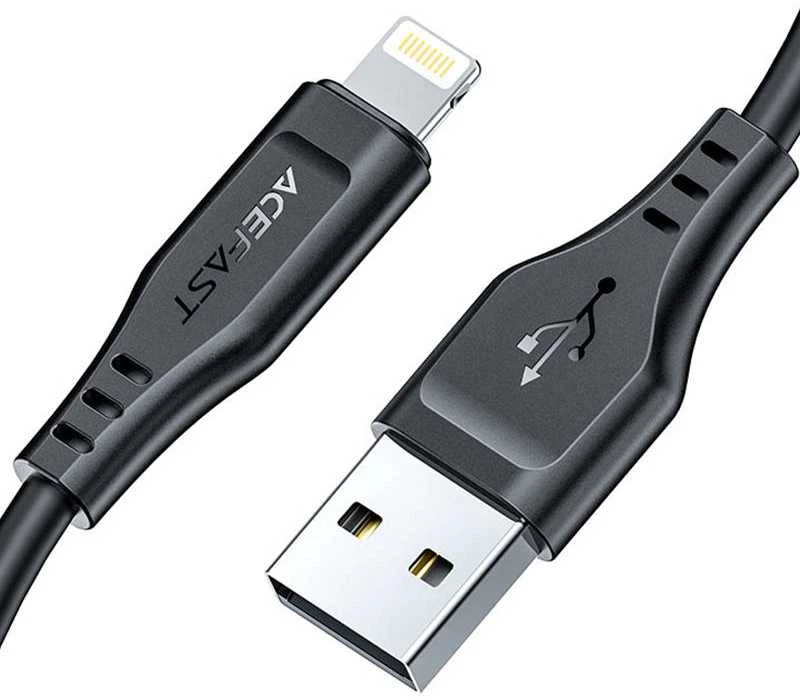 USB laidas Acefast C3-02 MFi USB-A iki Lightning 1.2m juodas