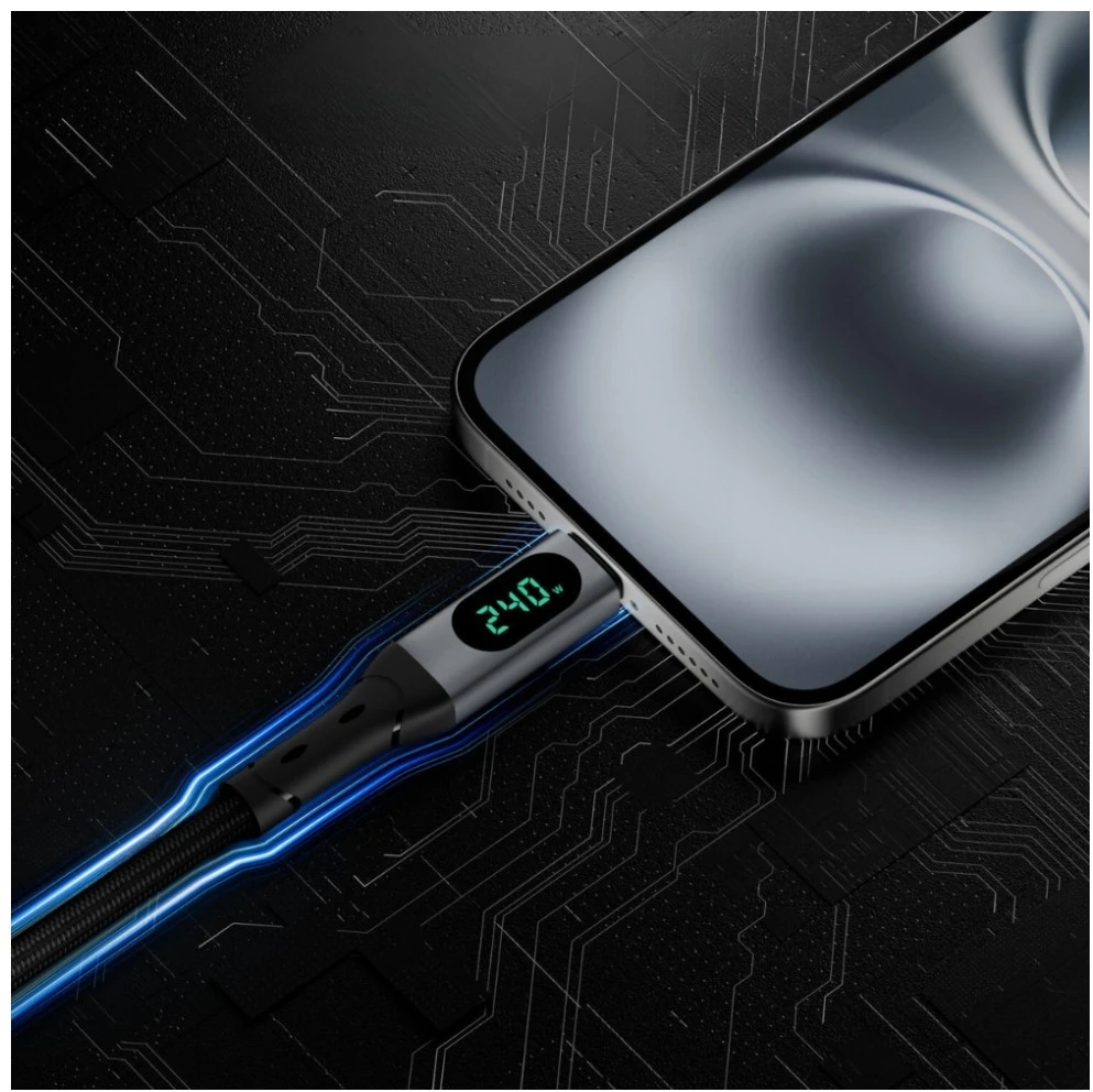 Kabelis USB4 4smarts DigitCord 240W 1.5m juodos spalvos