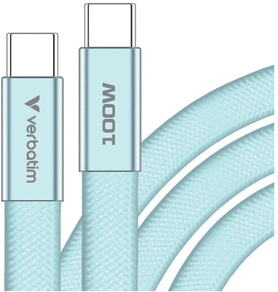 Kabelis Verbatim Sync & Charge SoftTouch USB-C į USB-C 100W PD3.0 120cm žydros spalvos 30276