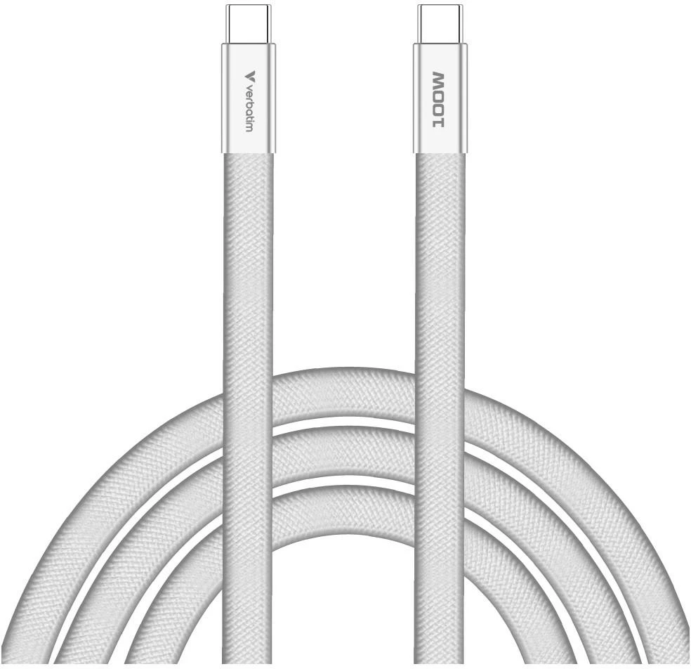 Kabelis Verbatim Sync & Charge SoftTouch USB-C į USB-C 100W PD3.0 120cm baltos spalvos 30277