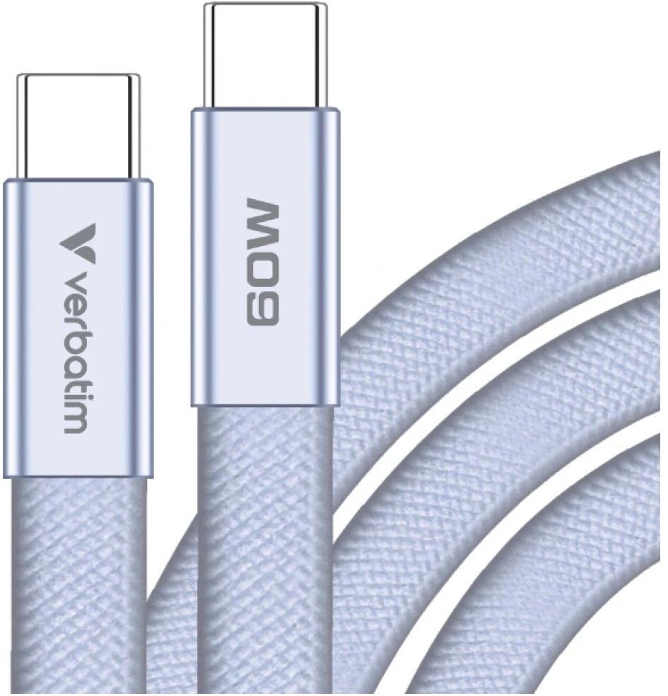 Kabelis Verbatim Sync & Charge SoftTouch USB-C į USB-C 60W PD3.0 120cm violetinės spalvos 30275