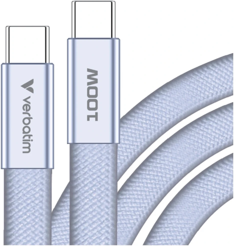 Kabelis Verbatim Sync & Charge SoftTouch USB-C į USB-C 100W PD3.0 120cm violetinės spalvos 30278