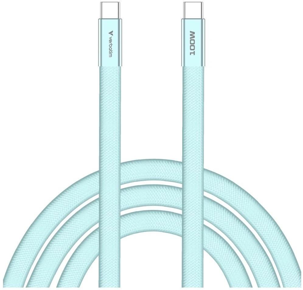 Kabelis Verbatim Sync & Charge SoftTouch USB-C į USB-C 100W PD3.0 120cm žydros spalvos 30276