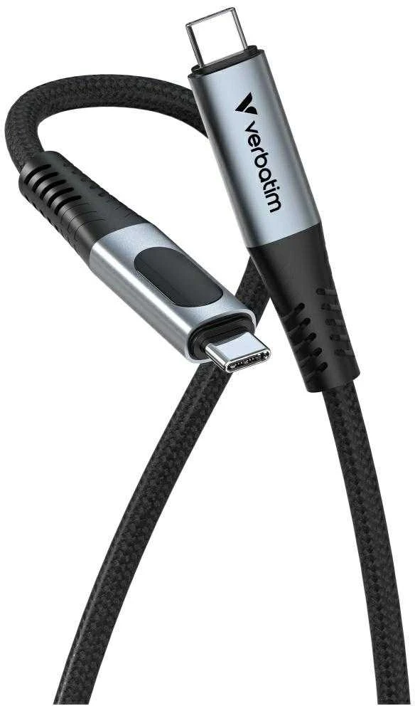 Kabelis Verbatim Sync & Charge USB-C į USB-C 40Gb/s 240W display 120cm juodos spalvos 31849