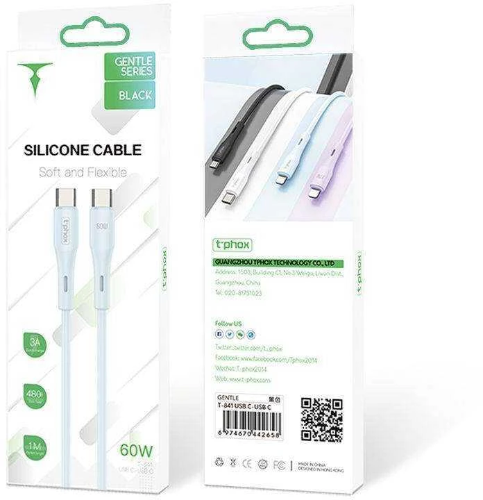 T-PHOX KABELIS GENTLE USB-C/USB-C 60W Juodas