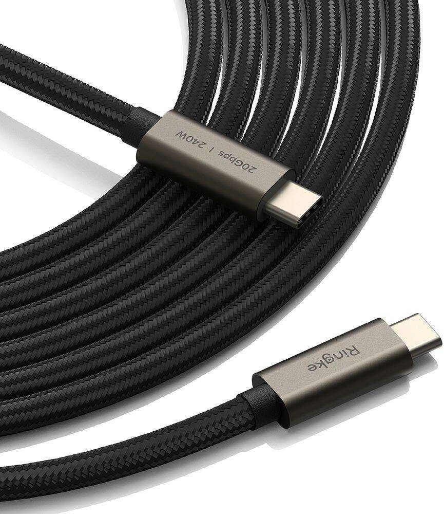 Kabelis PD 240W 1m USB-C – USB-C Ringke USB 3.2 GEN 2X2 Juodos spalvos