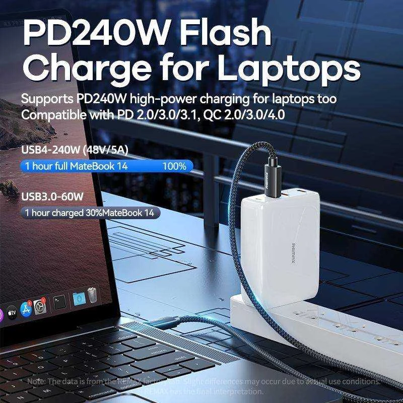 USB-C laidas USB-C Remax Ladon, USB4.0, RC-C039, 1m, 240W, (juodas)