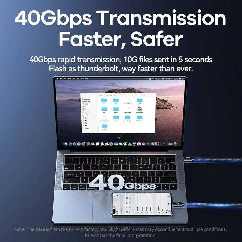 USB-C laidas USB-C Remax Ladon, USB4.0, RC-C039, 1m, 240W, (juodas)
