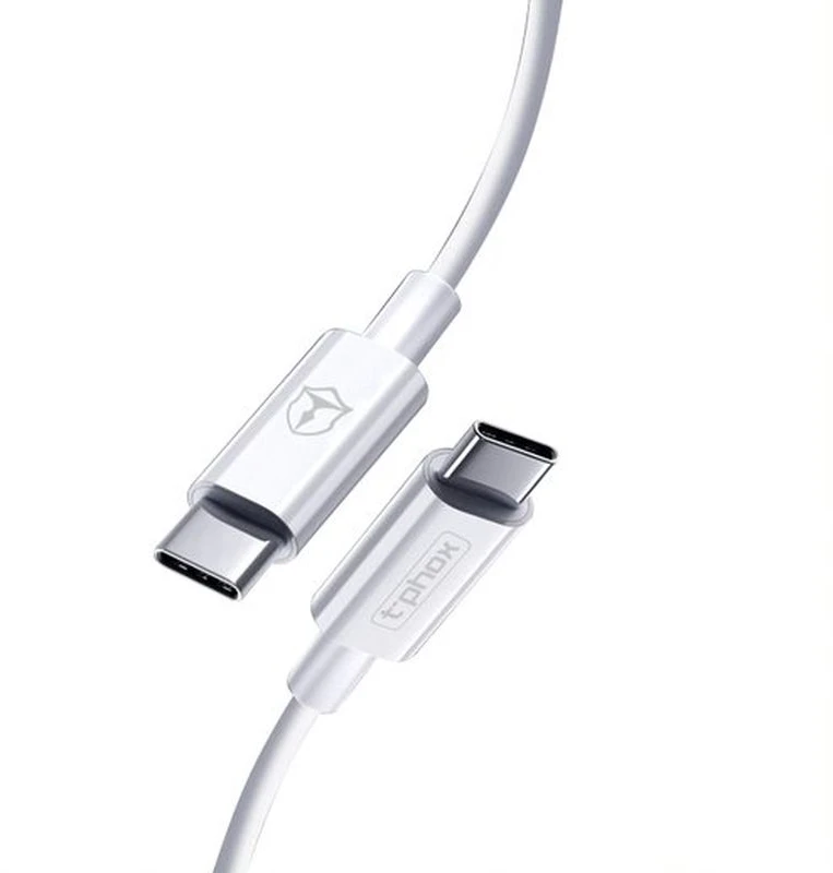 T-PHOX KABELIS GLARY LITE SERIJA 3A 1M USB-C/USB-C Baltas