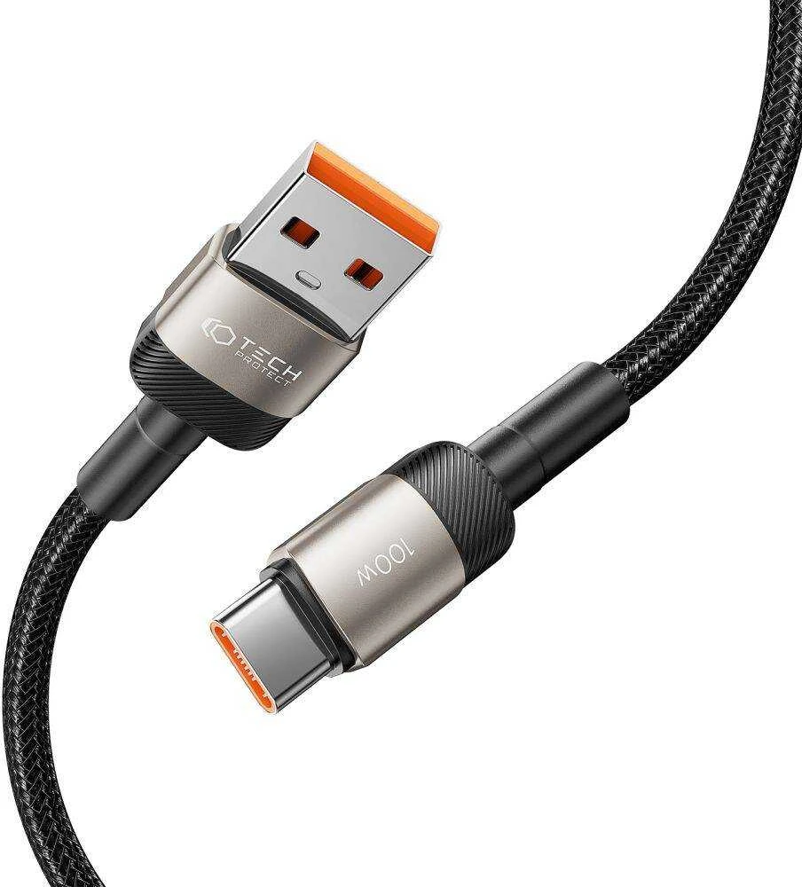 USB laidas – USB C tipo 100W / 5A 1m, „Tech-Protect UltraBoost EVO“, titano spalvos