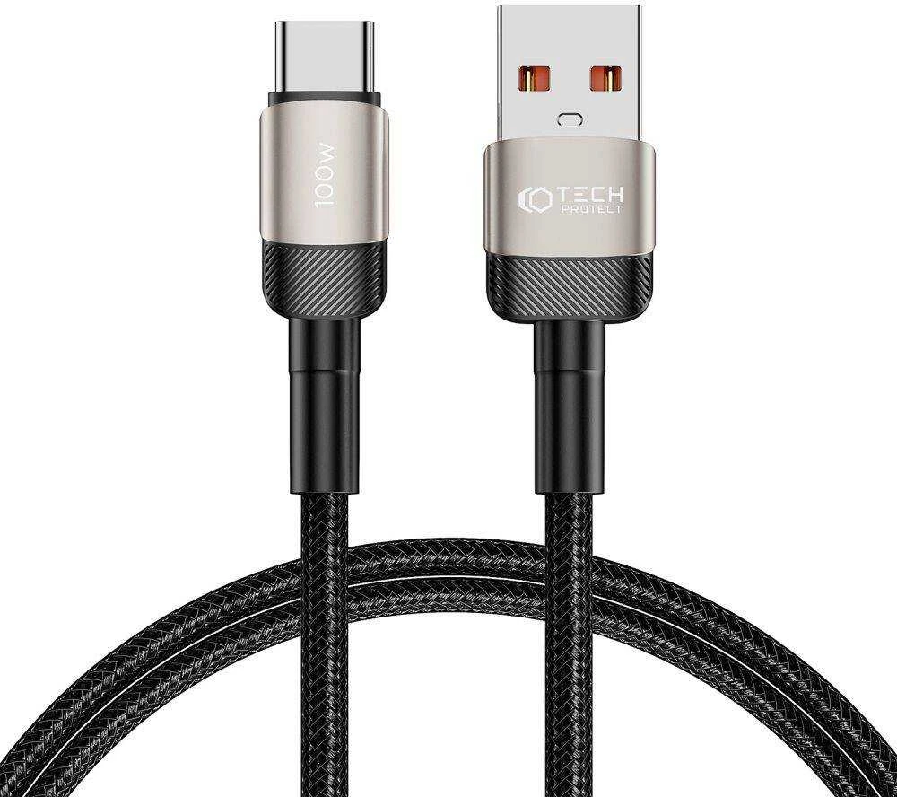 USB laidas – USB C tipo 100W / 5A 1m, „Tech-Protect UltraBoost EVO“, titano spalvos