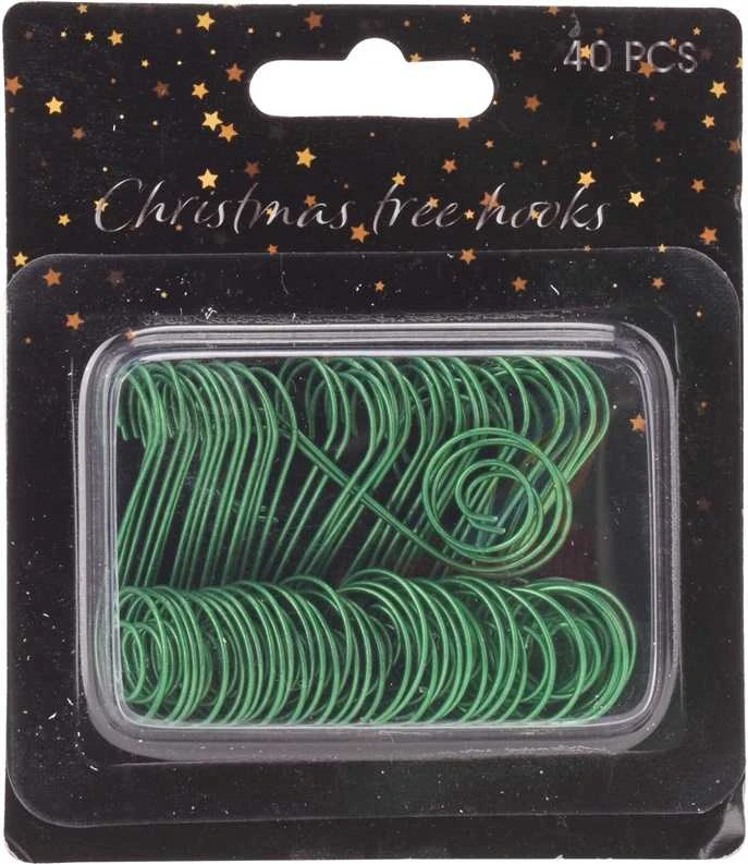 KOOPMAN Kalėdinių žaisliukų kabliukai žalias 4,5 cm 40 vnt.