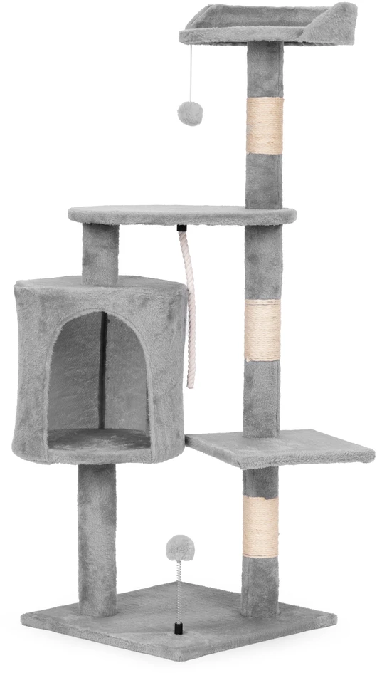 Kačių draskyklė-namelis su gultu, 110 cm, pilka, Petsi