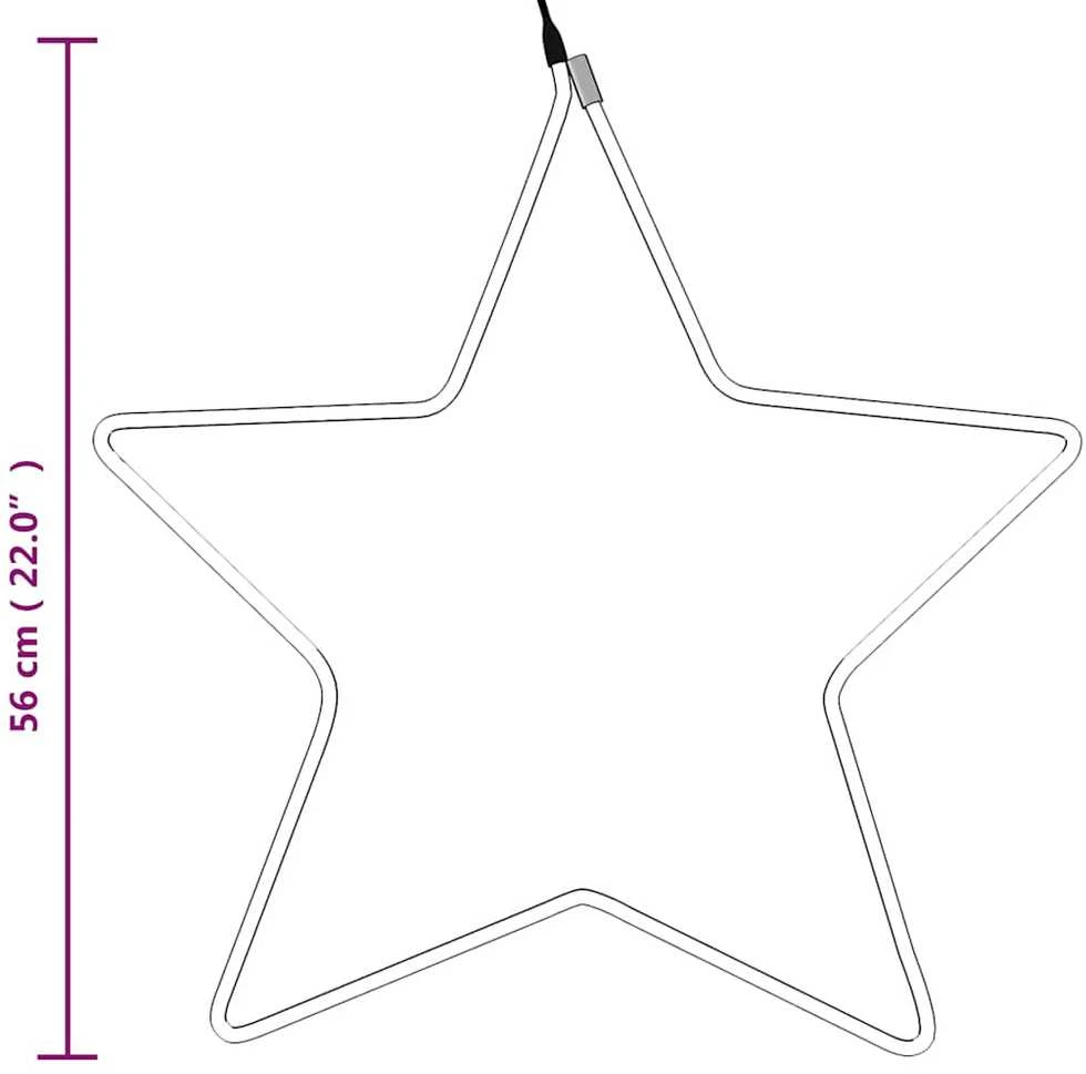 Kalėdinė dekoracija žvaigždė su 48 šiltomis baltomis LED, 56cm