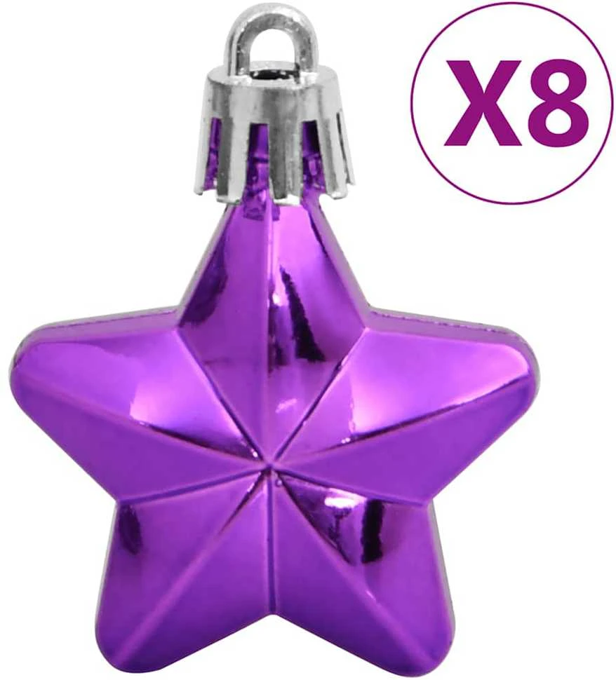 Kalėdinių žaisliukų rinkinys, 111vnt., violetinis, polistirenas