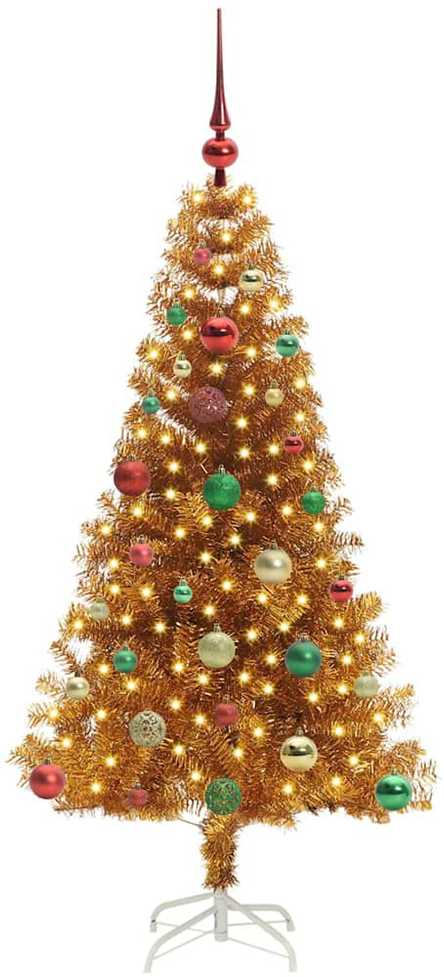 Kalėdų eglutė su 150 LED s stovu Auksinė 150 cm PET