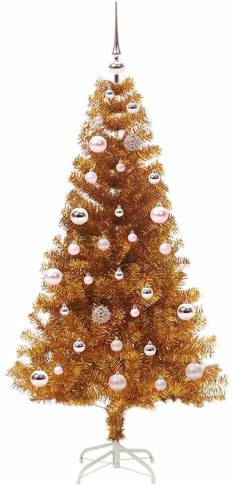 Kalėdų eglutė su 150 LED s stovu Auksinė 150 cm PET